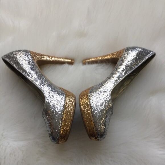 Silver & Gold Glitter Platform Heels Prom Costume - Picture 6 of 7
